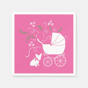 Frenchie Baby Shower French Bulldog Pink Napkin