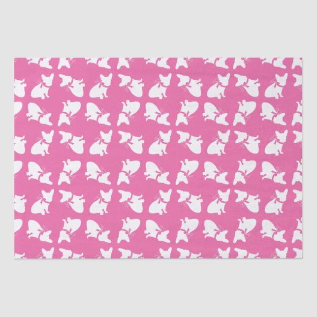 Frenchie Baby Shower French Bulldog Pink Tissue Paper (Front)