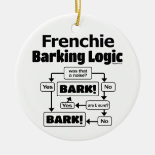 Frenchie Barking Logic Ceramic Tree Decoration