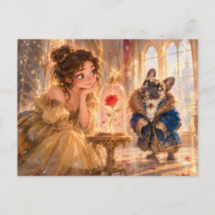 Frenchie Beast Enchanted Rose Scene Postcard