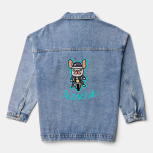 Frenchie Biker Motorcycle Dog Owner Frenchie Funny Denim Jacket