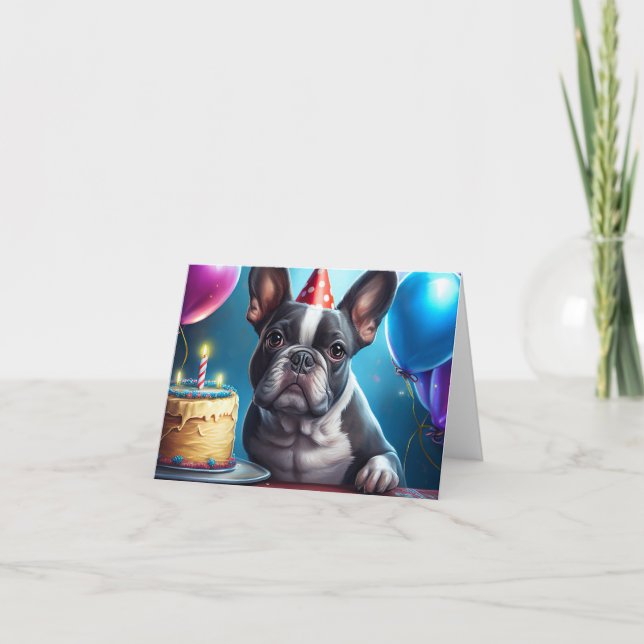 Frenchie Birthday Bash: A Cute French Bulldog  Card (Front)