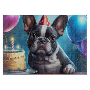 Frenchie Birthday Bash: A Cute French Bulldog Cutting Board