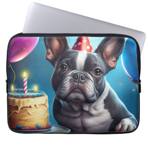Frenchie Birthday Bash: A Cute French Bulldog Laptop Sleeve