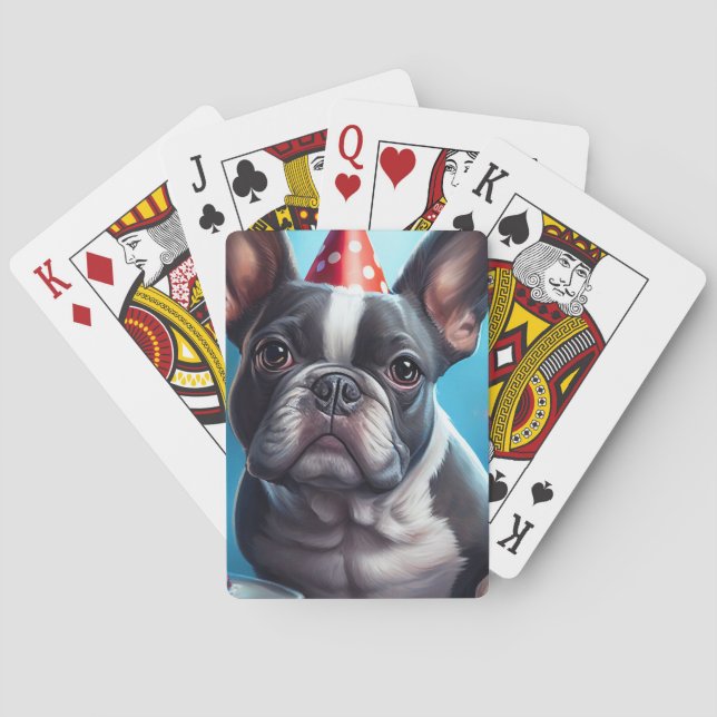 Frenchie Birthday Bash: A Cute French Bulldog Playing Cards (Back)