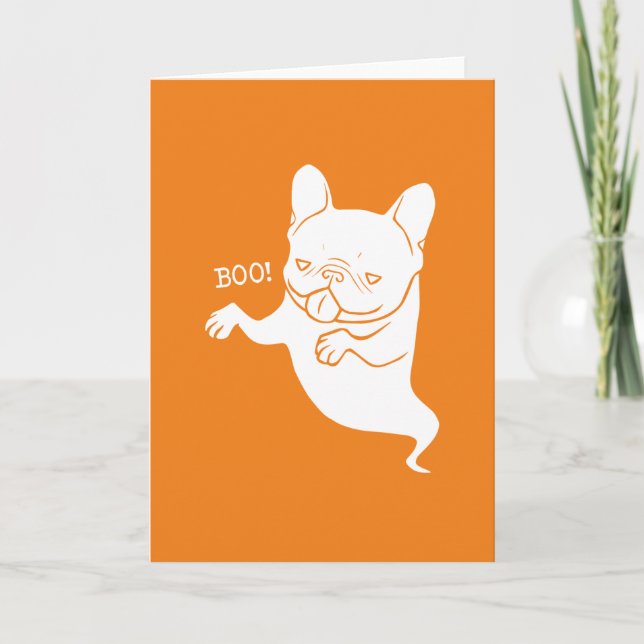Frenchie Boo Boo Halloween Ghost Card (Front)