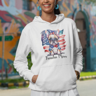 Frenchie Bulldog Mum Patriotic USA Flag Hoodie