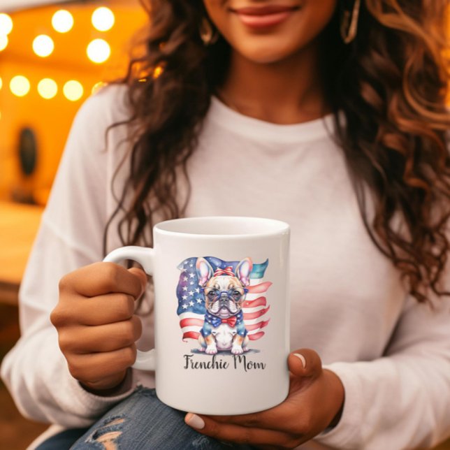 Frenchie Bulldog Mum Patriotic USA Flag  Large Coffee Mug (Creator Uploaded)