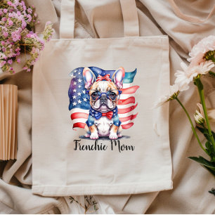 Frenchie Bulldog Mum Patriotic USA Flag Tote Bag