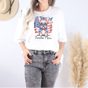 Frenchie Bulldog Mum Patriotic USA Flag Tri-Blend Shirt
