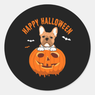 Frenchie Bulldog Pumpkin Costumes Thanksgiving Classic Round Sticker
