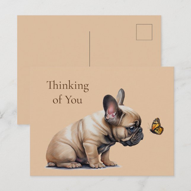 Frenchie & Butterfly Thinking of you Postcard (Front/Back)