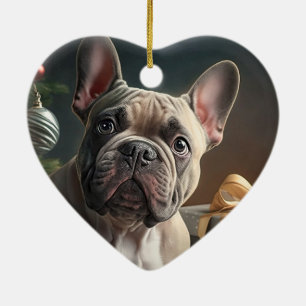 Frenchie Christmas Ceramic Tree Decoration
