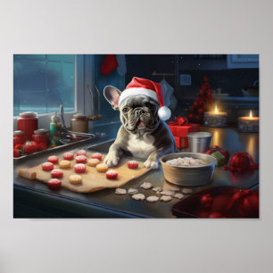 Frenchie Christmas Cookies Festive Holiday Poster