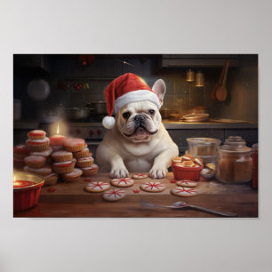 Frenchie Christmas Cookies Festive Holiday Poster