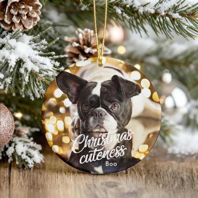 Frenchie Christmas Cuteness Cute Holiday Ornament (Creator Uploaded)