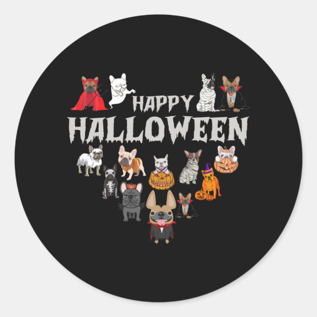 Frenchie Costume Happy Halloween French Bulldog Classic Round Sticker (Front)