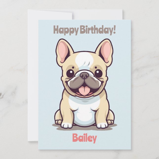 Frenchie, cute French Bulldog, Birthday Invitation (Front)