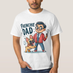 Frenchie Dad Cartoon Design T-Shirt