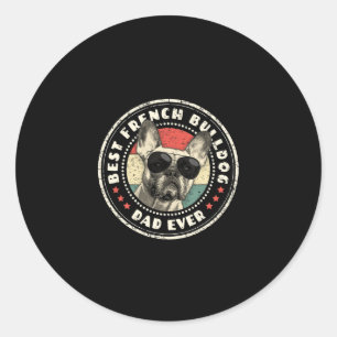 Frenchie Dad Ever Retro French Bulldog Lover Owner Classic Round Sticker