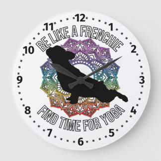 Frenchie do yoga clock with numbers