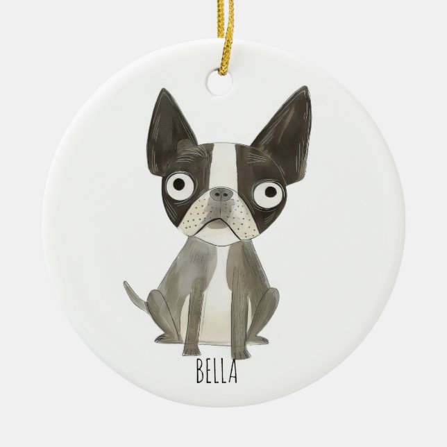 Frenchie Dog Ceramic Tree Decoration (Front)