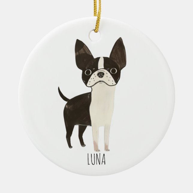 Frenchie Dog Ceramic Tree Decoration (Front)