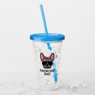 Frenchie Dog Dad Lilac and Tan French Bulldog Acrylic Tumbler