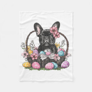 Frenchie Dog Easter Frenchie Dog Eggs Artwork  Fleece Blanket