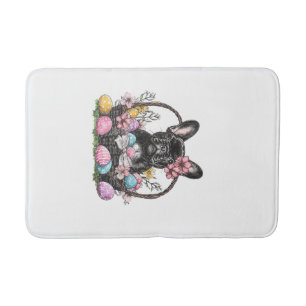 Frenchie Dog Easter Frenchie Dog Eggs Artwork T-Sh Bath Mat