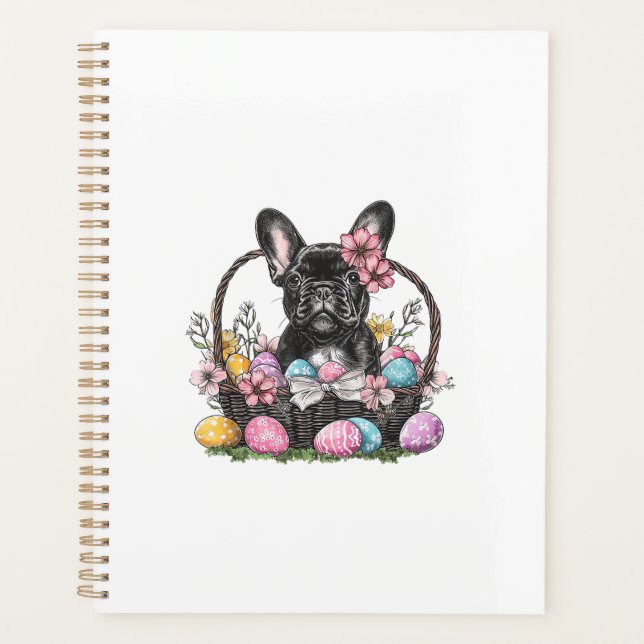 Frenchie Dog Easter Frenchie Dog Eggs Artwork T-Sh Planner (Front)