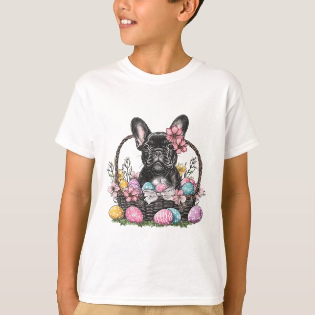 Frenchie Dog Easter Frenchie Dog Eggs Artwork  T-Shirt (Front)