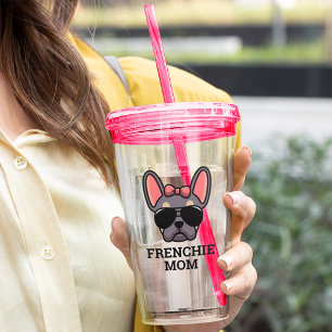 Frenchie Dog Mum Lilac and Tan French Bulldog Acrylic Tumbler