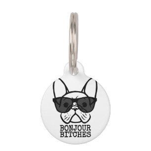 Frenchie Dog Pet Owner Bonjour Glasses Cool French Pet Tag