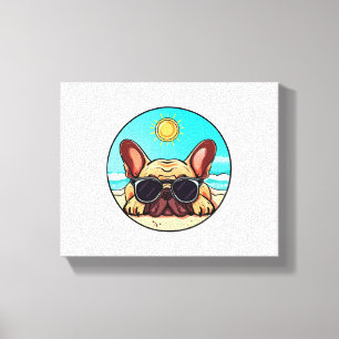 Frenchie Enjoying Beach Canvas Print