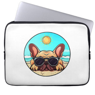 Frenchie Enjoying Beach Laptop Sleeve