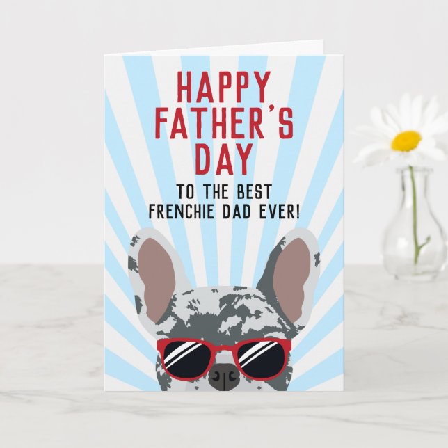 Frenchie Father's Day Blue Merle French Bulldog Card (Small Plant)