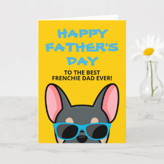 Frenchie Father's Day Blue Tan French Bulldog Card