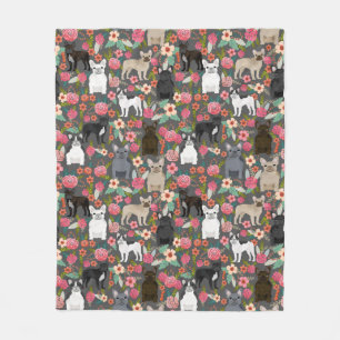 Frenchie Floral Blanket - french bulldog