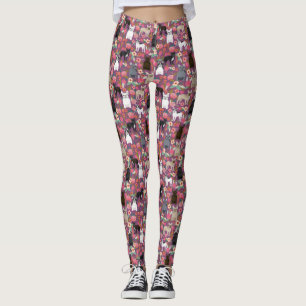 Frenchie Floral Leggings - french bulldog
