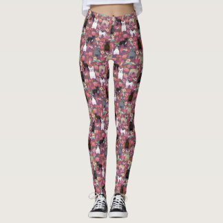Frenchie Floral Leggings - french bulldog