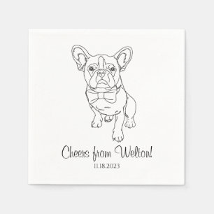 Frenchie French Bulldog Custom.Napkin Dog Wedding Napkin