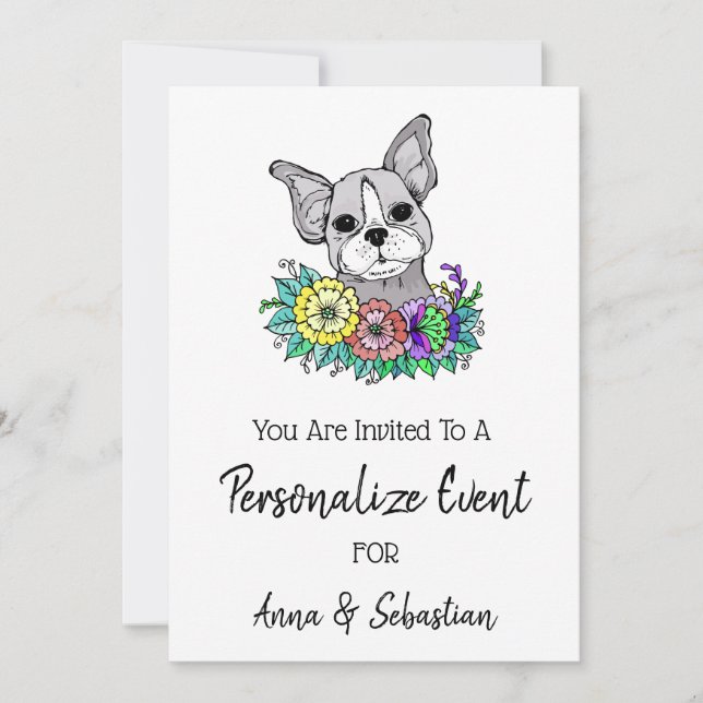 ** Frenchie French Bulldog Cute Event Invitation (Front)