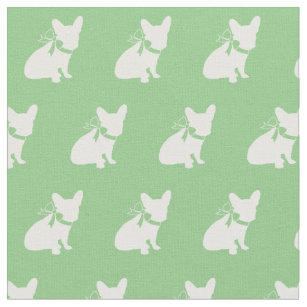 Frenchie French Bulldog Dog Frenchy Sage Green Fabric