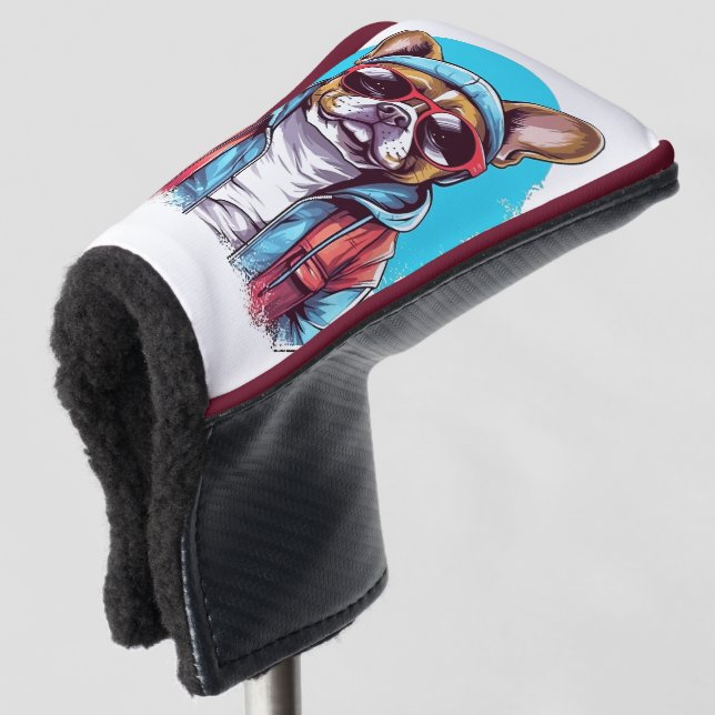 Frenchie French Bulldog Dog Golf Head Cover (3/4 Front)