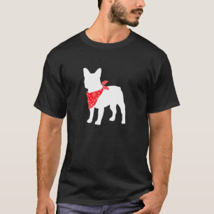 Frenchie French Bulldog Dog Wearing Red Bandanna T-Shirt