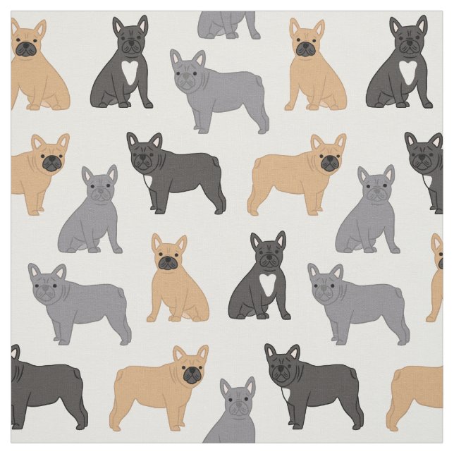 Frenchie French Bulldog Fabric - Pick Your Colour! (Swatch)