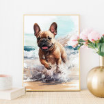 Frenchie French Bulldog Gift Wall Art Print<br><div class="desc">French Bulldog on the beach watercolor printable wall art print is a great addition to your living room,  kitchen or great room. Download and print at home or have it printed and shipped to your home. Original artwork by Nicole.</div>