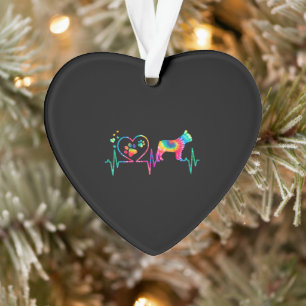 Frenchie French Bulldog Mum Dad Heartbeat Tie Dye Ornament