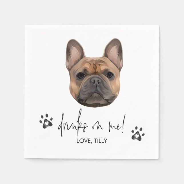 Frenchie French Bulldog Pet Napkin Dog Wedding (Front)